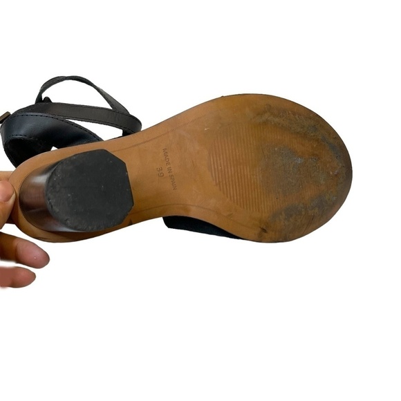 Black Suede Heel Shoes With Wrap Around Ankle Straps - Picture 12 of 14